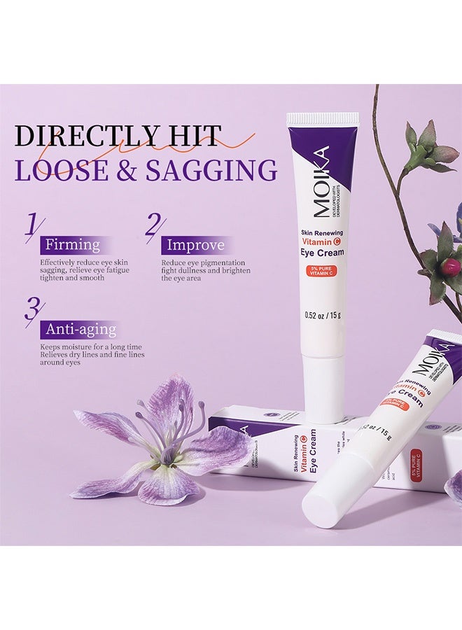 MOIKA Vitamin C Eye Cream,  Skin Brightening Serum with Hyaluronic Acid for Face, Under Eye Cream For Dark Circles and Puffiness - Image 3