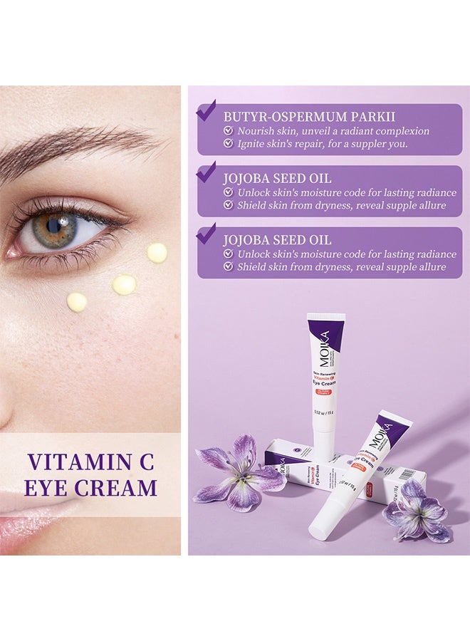 MOIKA Vitamin C Eye Cream,  Skin Brightening Serum with Hyaluronic Acid for Face, Under Eye Cream For Dark Circles and Puffiness - Image 5