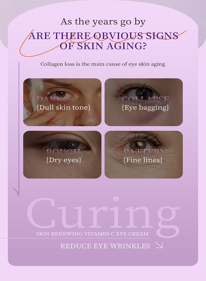 MOIKA Vitamin C Eye Cream,  Skin Brightening Serum with Hyaluronic Acid for Face, Under Eye Cream For Dark Circles and Puffiness - Image 2