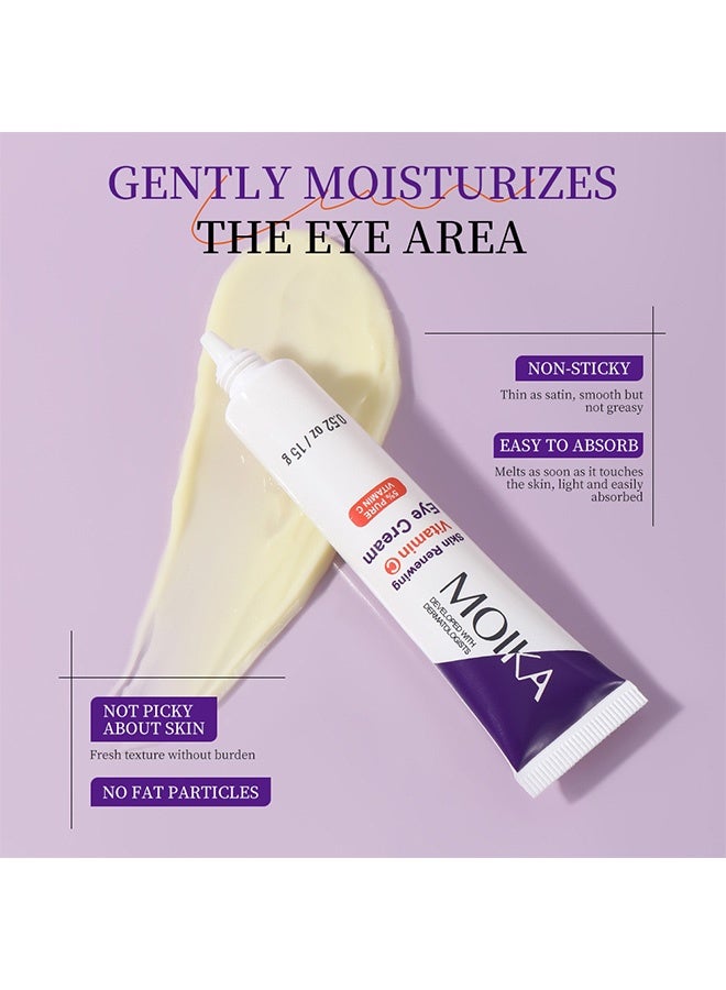 MOIKA Vitamin C Eye Cream,  Skin Brightening Serum with Hyaluronic Acid for Face, Under Eye Cream For Dark Circles and Puffiness - Image 4