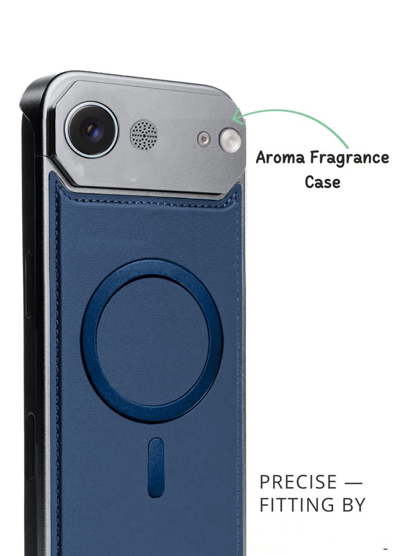 Wtech Apple iPhone Air 5G 2025 Metal Frameless Case Metallic Vegan Leather Magsafe Support Hard Case Cover (MCMPMN) - Navy Blue - Image 4