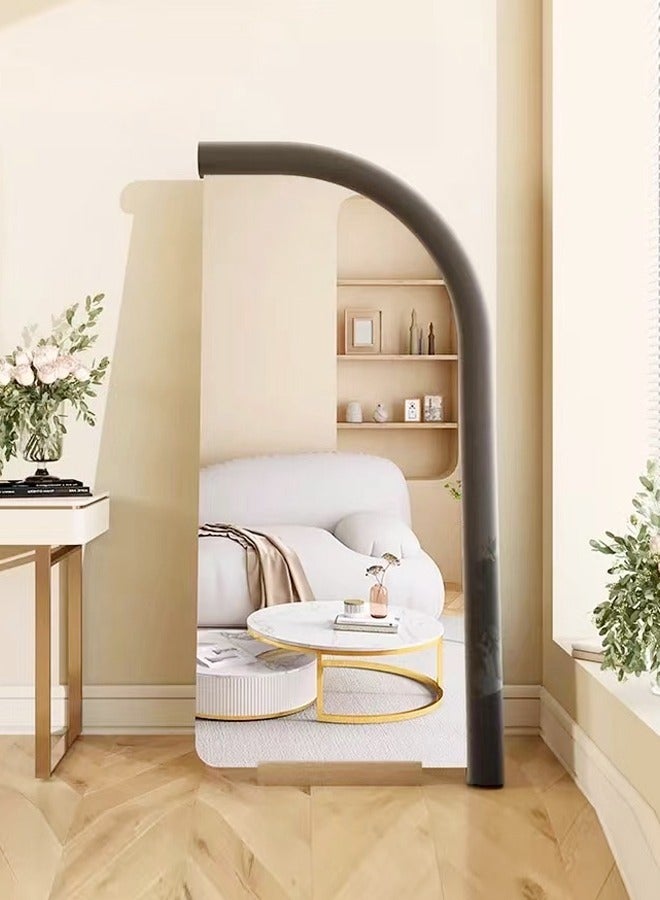 رافين تصميم قوس إسكندنافي حديث، مرآة بطول كامل واقفة معلقة أو متكئة على الحائط، مرآة أرضية كبيرة لغرفة النوم، مرآة تزيين، مرآة مثبتة على الحائط، إطار خشبي، زاوية مستديرة 70 × 170 سم الأسود - Image 1