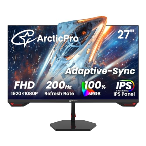 ArcticPro 27inch Gaming Monitor 200Hz 180Hz, IPS, FHD 1080p, 1ms Response Time, Adaptive sync, PC Computer Monitor, 3-Sided Frameless, Ultra Slim, Bluelight Filter, DP*1, HDMI*1 - Image 1