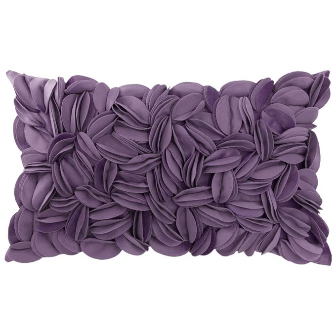 HAND CRAFTED STEREO FLOWER THROW PILLOW COVER RECTANGULAR CUSHION COVER SOFT PILLOW CASE FOR SOFA COUCH CHAIR BED LIVING ROOM OFFICE 12 X 20 INCHES VELVET PURPLE