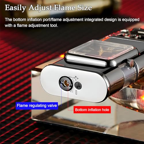 XQBBIDM Torch Lighter, Magic Dual Flame Dragon Lighter with Portable Size, Windproof Lighter with Visible Fuel Tank, Adjustable Flame Refillable Butane Lighter for Men Friends Gifts (Without Butane)- Black-d - Image 5
