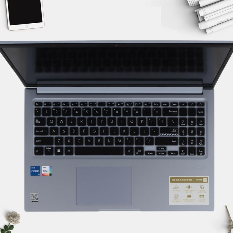 RAYA Silicone Keyboard Cover for ASUS Vivobook 15X OLED (K3504 / M3504) ASUS Vivobook S 15 OLED (K3502 / K5504 / S3502 / S5504) & Vivobook 15 OLED (X1502 / X1504) Laptops (Black) - Image 1