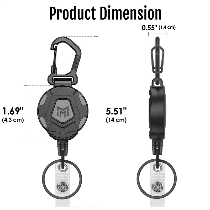 MNGARISTA 4-Pack Retractable Keychain, Heavy Duty Carabiner Badge Holder, Tactical ID Badge Reel with 31.5â€ Steel Retractable Cord, 8.0 oz - Image 5