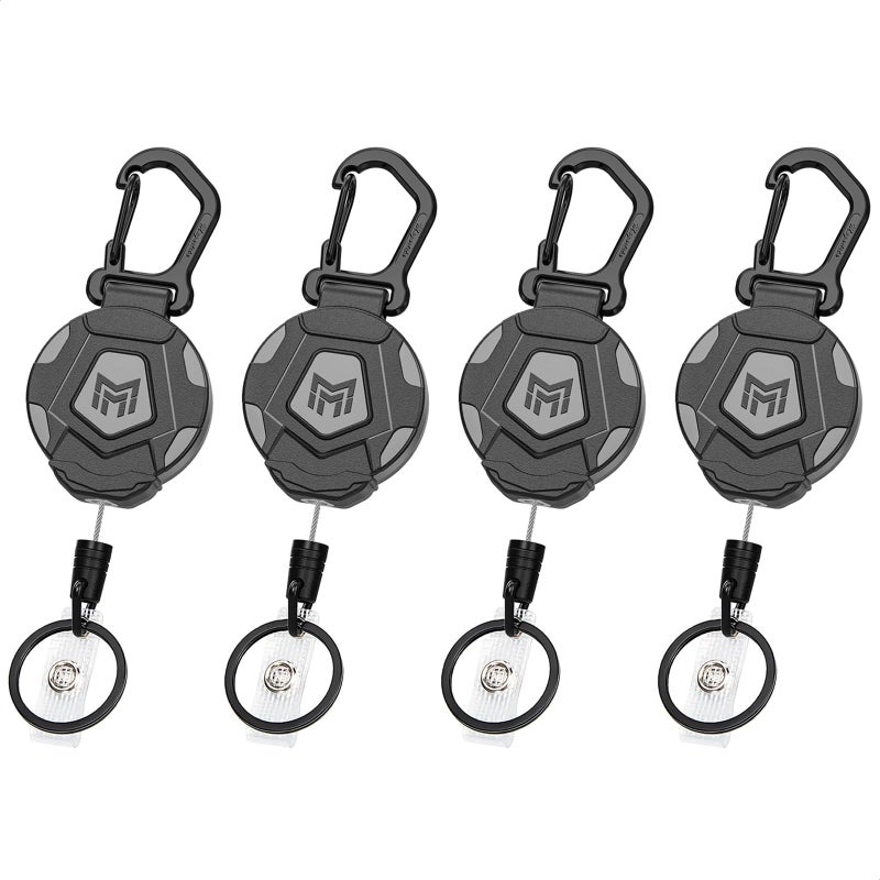 MNGARISTA 4-Pack Retractable Keychain, Heavy Duty Carabiner Badge Holder, Tactical ID Badge Reel with 31.5â€ Steel Retractable Cord, 8.0 oz - Image 1