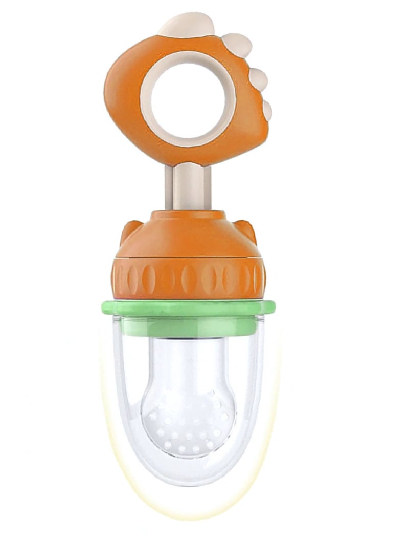 Twisoo Silicone Infant Fruit Feeder - BPA-Free Silicone Mesh Nipple - Safe Fresh Vegetable & Fruit Feeder for Babies, Easy to Hold, Ideal for Weaning & Teething (Orange) - Image 1
