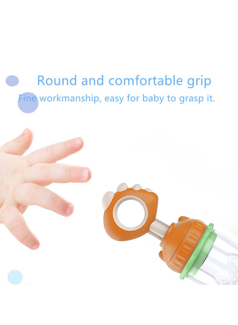 Twisoo Silicone Infant Fruit Feeder - BPA-Free Silicone Mesh Nipple - Safe Fresh Vegetable & Fruit Feeder for Babies, Easy to Hold, Ideal for Weaning & Teething (Orange) - Image 5
