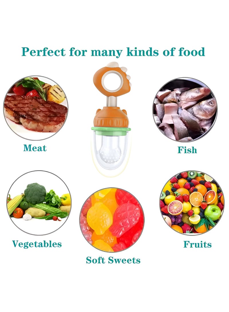 Twisoo Silicone Infant Fruit Feeder - BPA-Free Silicone Mesh Nipple - Safe Fresh Vegetable & Fruit Feeder for Babies, Easy to Hold, Ideal for Weaning & Teething (Orange) - Image 2