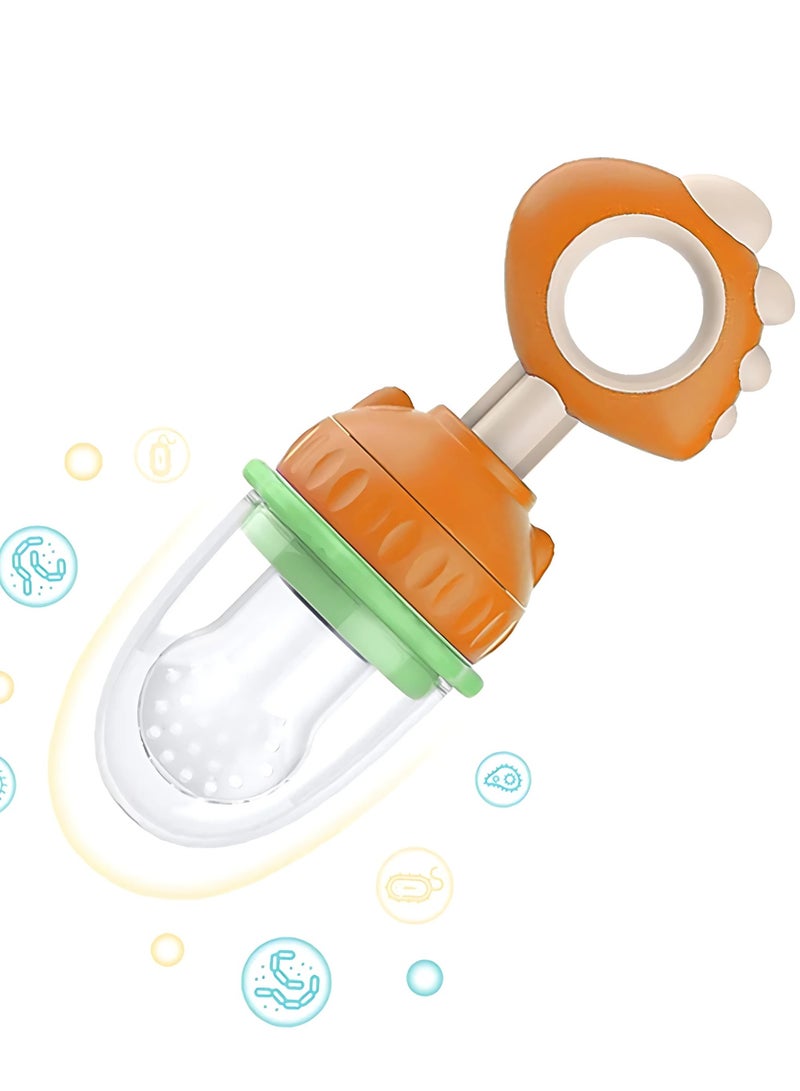 Twisoo Silicone Infant Fruit Feeder - BPA-Free Silicone Mesh Nipple - Safe Fresh Vegetable & Fruit Feeder for Babies, Easy to Hold, Ideal for Weaning & Teething (Orange) - Image 3