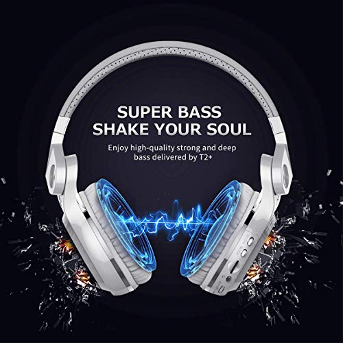 Bluedio سماعات بلوديو T2 بلس توربين اللاسلكية بتقنية البلوتوث مع ميكروفون/فتحة بطاقة ميكرو SD/راديو FM (أبيض) - Image 2