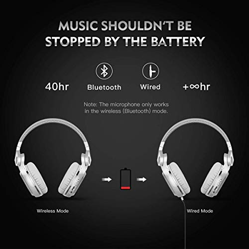 Bluedio سماعات بلوديو T2 بلس توربين اللاسلكية بتقنية البلوتوث مع ميكروفون/فتحة بطاقة ميكرو SD/راديو FM (أبيض) - Image 4