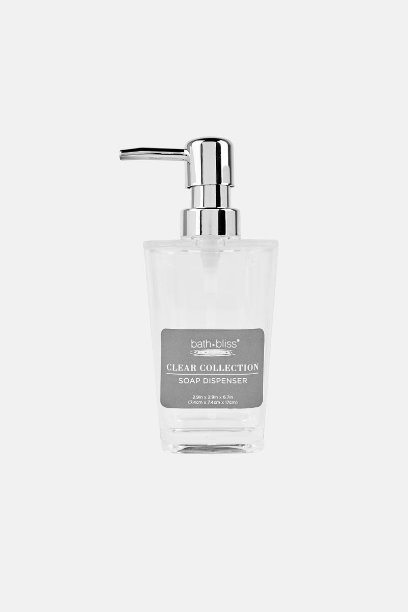 Bath Bliss Maria Clear Soap Dispenser With Chrome Pump, Transparent  - Image 1