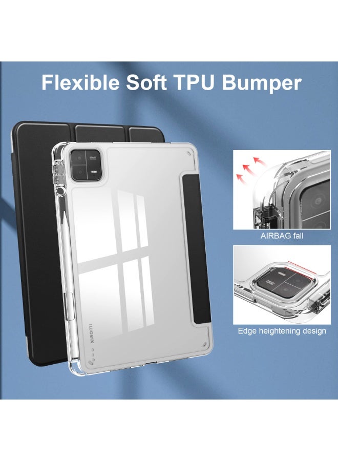 for xiaomi Pad 7/Pad 7 ProCase Cover ,Transparent Airbag With Pen Slot For Anti Drop, Tablet Protective Cover, Triple Fold Multi Angle Design, Automatic Wake-up/sleep, Soft Leather，Blick - Image 4