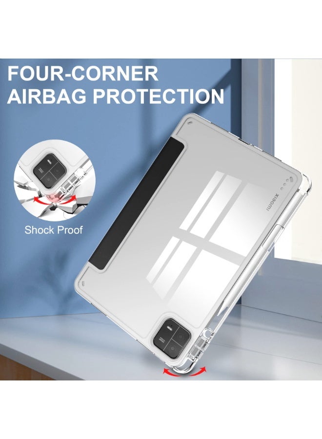 for xiaomi Pad 7/Pad 7 ProCase Cover ,Transparent Airbag With Pen Slot For Anti Drop, Tablet Protective Cover, Triple Fold Multi Angle Design, Automatic Wake-up/sleep, Soft Leather，Blick - Image 5