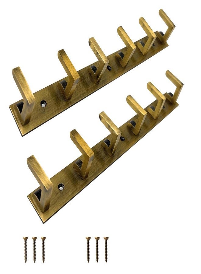 VOLO® Antique Brass 6 Pin Metal Bathroom Cloth Hooks Hanger Door Wall Robe Hooks Rail for Hanging Keys,Clothes,Towel (Antique) (Pack of 2 Pcs.) - Image 4
