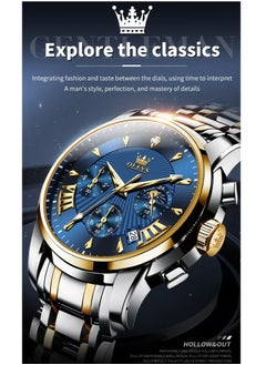 OLEVS Watches for Men Stainless Steel Quartz Water Resistant Watch 41mm 2892  - Image 5