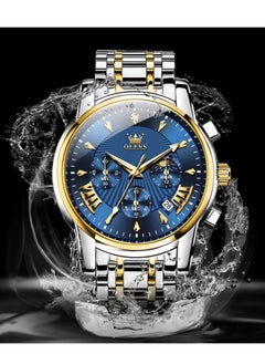 OLEVS Watches for Men Stainless Steel Quartz Water Resistant Watch 41mm 2892  - Image 2