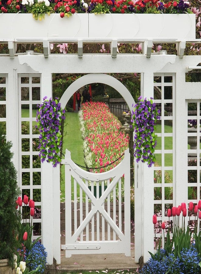 ZFProcess 2PCS Artificial Hanging Flowers, Fake Hanging Plants Violet Vines UV Resistant for Wall Home Room Garden Wedding Indoor Outdoor Spring Summer Decoration(Purple) - Image 5