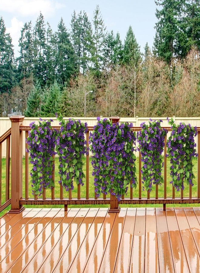 ZFProcess 2PCS Artificial Hanging Flowers, Fake Hanging Plants Violet Vines UV Resistant for Wall Home Room Garden Wedding Indoor Outdoor Spring Summer Decoration(Purple) - Image 3