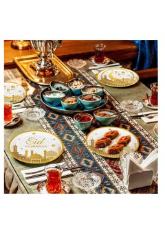 Y&D 8-person suit  EID Mubarak Tableware Plates Moon Castle Party Paper Disposable Plates Ramadan Decoration  - Image 3