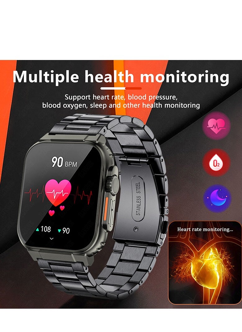 LIGE - AMOLED HD Screen Bluetooth Call Smart Watch 600mAh Big Battery Multi-sports Fitness Tracker with Replaceable Strap for Men - Image 1