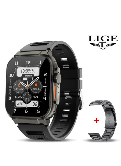 AMOLED HD Screen Bluetooth Call Smart Watch 600mAh Big Battery Multi-sports Fitness Tracker with Replaceable Strap for Men