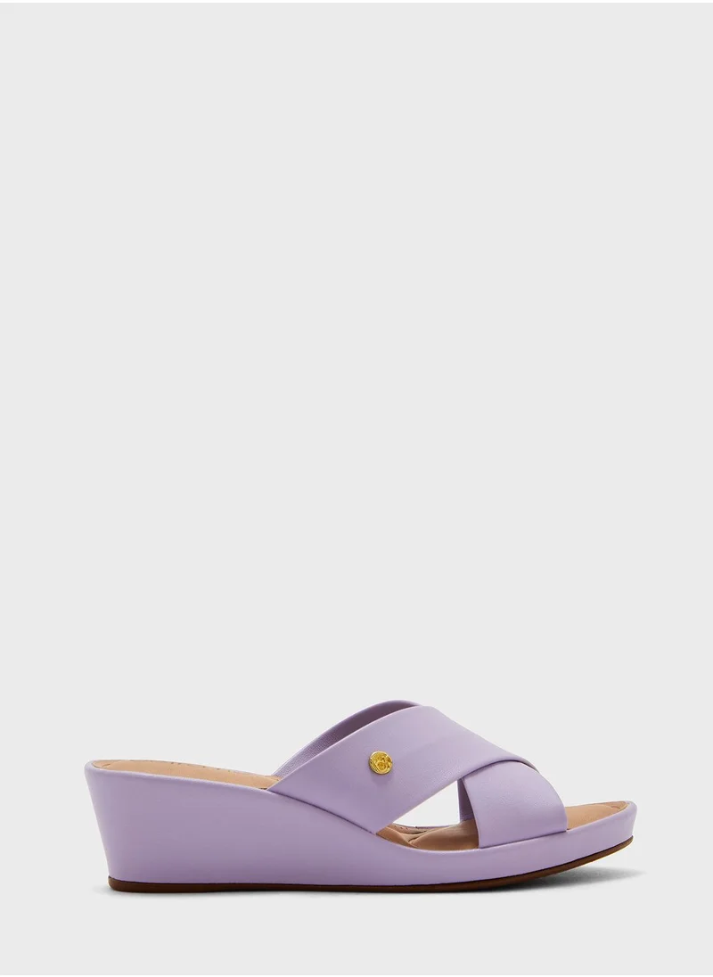 Beira Rio Cross Strap Low Heel Wedge Sandals