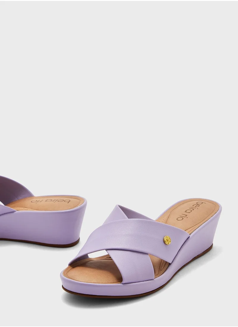 Beira Rio Cross Strap Low Heel Wedge Sandals