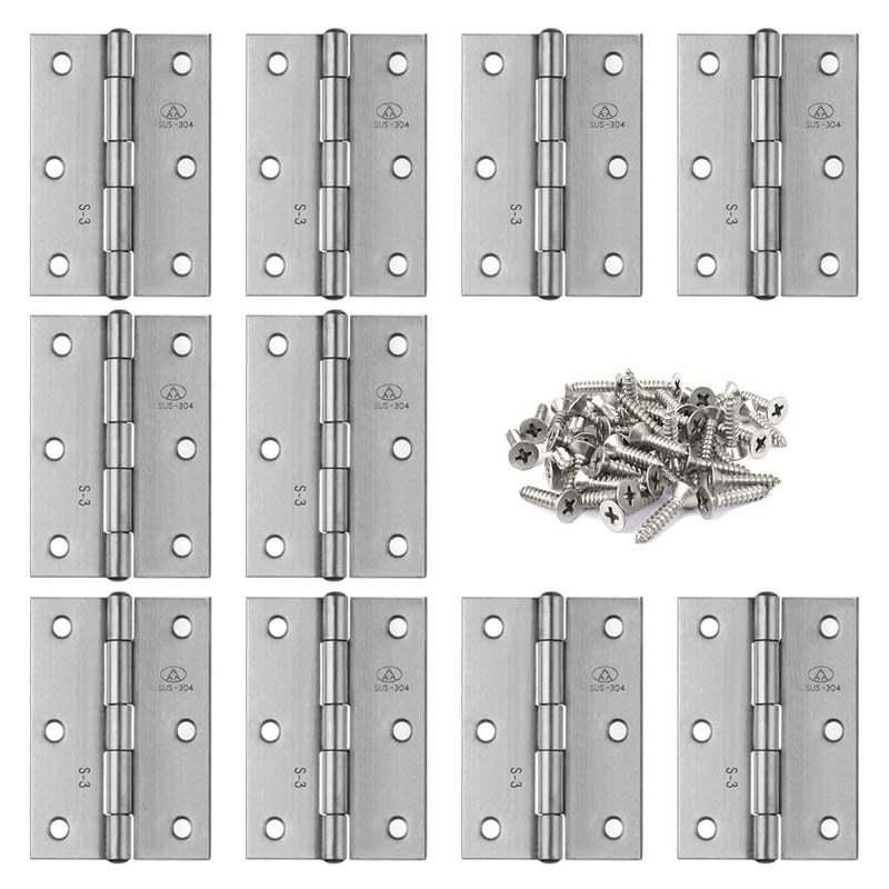 Adiyer 10pcs 304 Stainless Steel 25inch Folding Butt Hinges Home Furniture Hardware Door Hinges for Case Lid Wooden Jewelry Box Lid 63mm x 41mm x 12mm