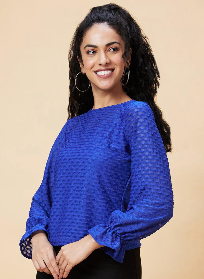 جلو باص بلوزة نسائية جلوبس زرقاء بتصميم ذاتي