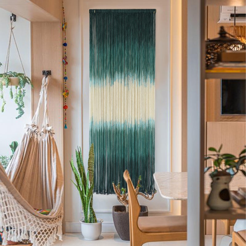 Flber Macrame Wall Hanging Green Boho Handmade Ombre Wall Art Decor for Living Room Bedroom Fiber Art 15''W*43''L - Image 4