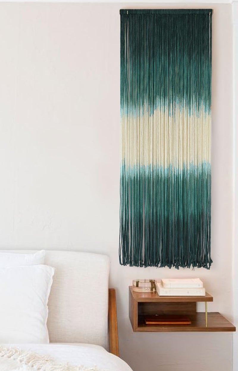 Flber Macrame Wall Hanging Green Boho Handmade Ombre Wall Art Decor for Living Room Bedroom Fiber Art 15''W*43''L - Image 5