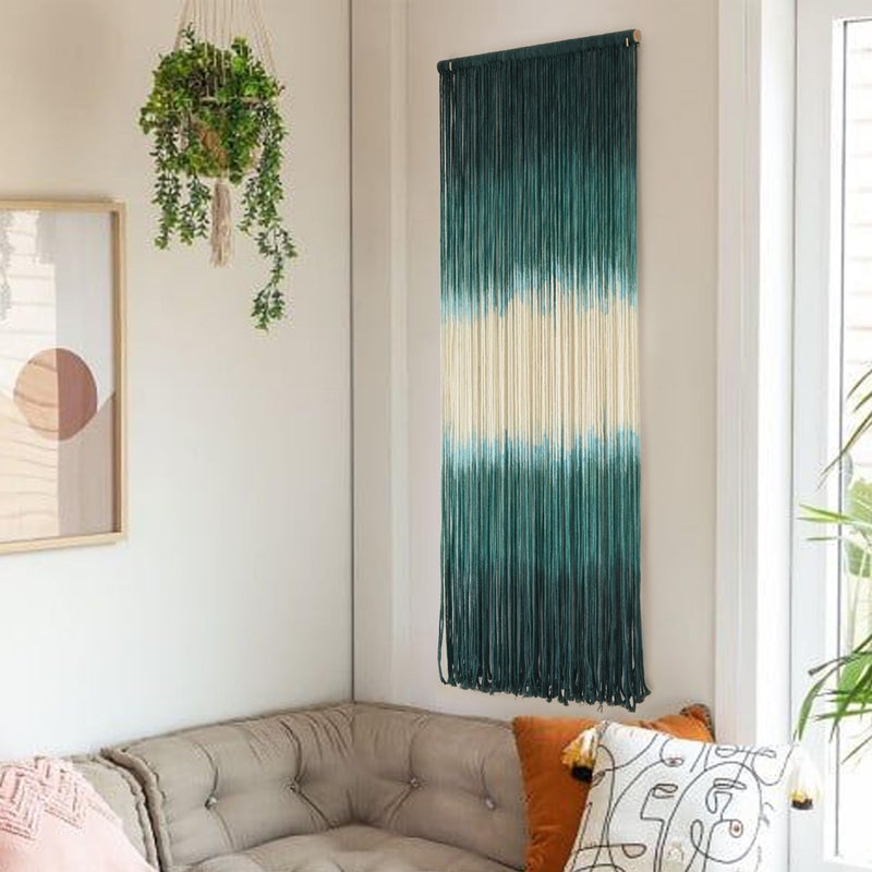 Flber Macrame Wall Hanging Green Boho Handmade Ombre Wall Art Decor for Living Room Bedroom Fiber Art 15''W*43''L - Image 3