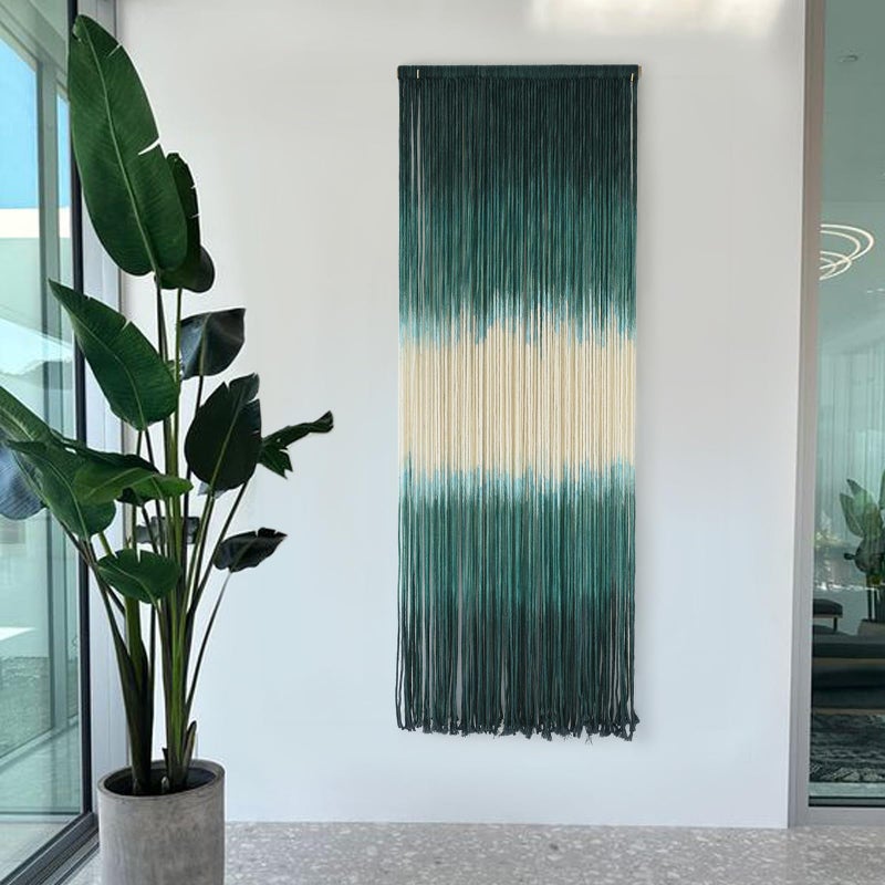 Flber Macrame Wall Hanging Green Boho Handmade Ombre Wall Art Decor for Living Room Bedroom Fiber Art 15''W*43''L - Image 2