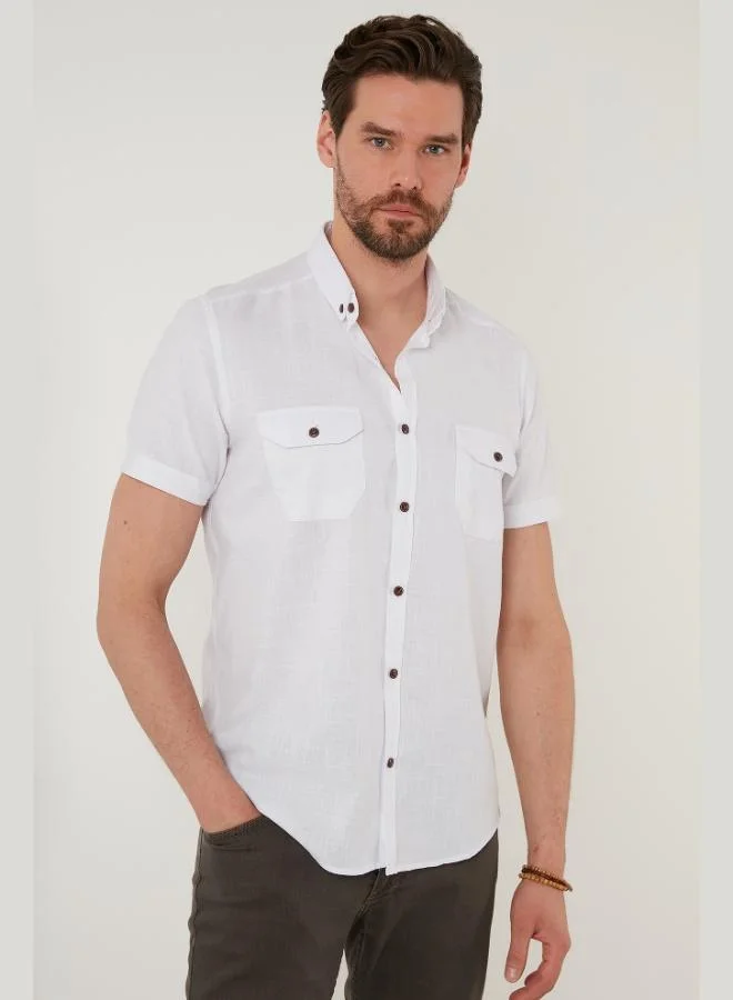 Buratti Button-Down Collar Cotton Slim Fit Shirt with Pockets Men's SHIRT CF21S111153