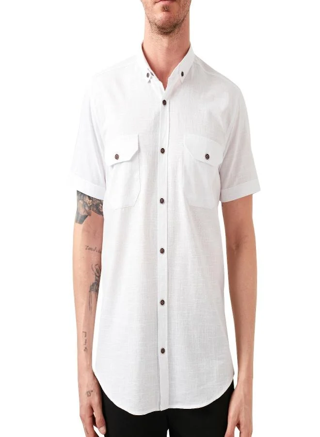 Buratti  Buratti Button-Down Collar Cotton Slim Fit Shirt with Pockets Men's SHIRT CF21S111153 for Men | Best Price UAE