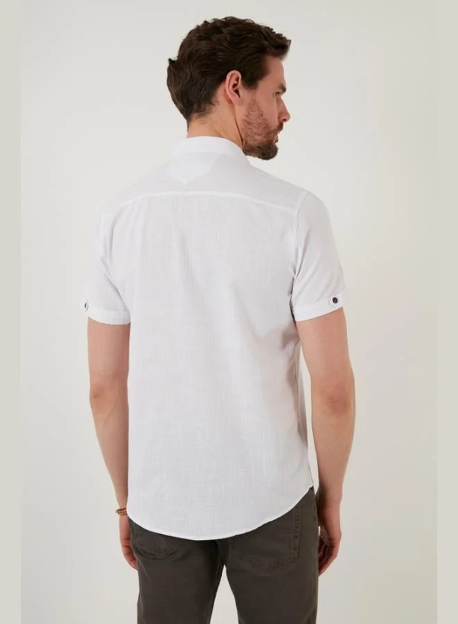 Buratti  Buratti Button-Down Collar Cotton Slim Fit Shirt with Pockets Men's SHIRT CF21S111153 for Men | Best Price UAE