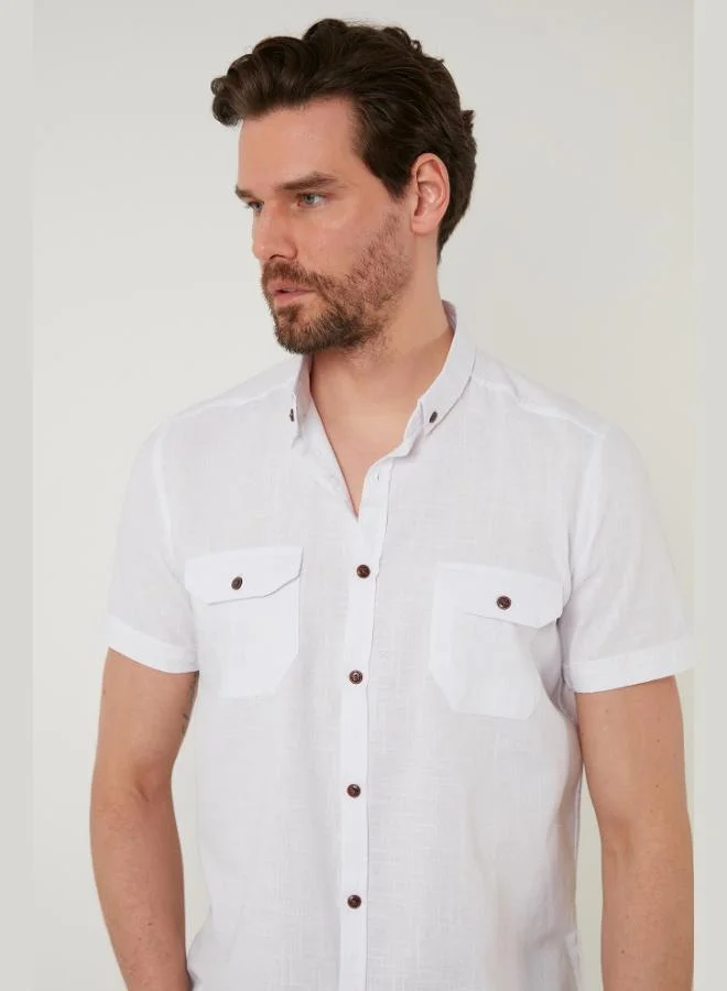 Buratti  Buratti Button-Down Collar Cotton Slim Fit Shirt with Pockets Men's SHIRT CF21S111153 for Men | Best Price UAE