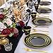 WELLIFE 600 PCS Black and Gold Disposable Dinnerware Set for 100 Guests Gold rimmed Plastic Dinner PlatesSalad PlatesCupsSilverware Set for New Year Party Supplies - Image 4