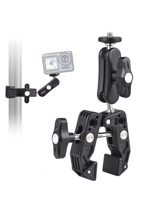 ANDOER - Andoer Super Clamp Mount Camera Mount Flexible Monitor Mount with Dual 360° Rotatable Ball Head 1/4 Inch & 3/8 Inch Threads Replacement for GoPro Hero 11/10/9/8 DSLR Cameras Smartphone - Image 1