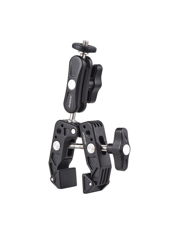 ANDOER - Andoer Super Clamp Mount Camera Mount Flexible Monitor Mount with Dual 360° Rotatable Ball Head 1/4 Inch & 3/8 Inch Threads Replacement for GoPro Hero 11/10/9/8 DSLR Cameras Smartphone - Image 1