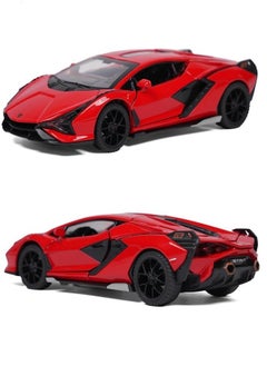 die cast 1:32 Compatible for Lamborghini Sian Model Car Toy, Zinc Alloy Pull Back Toy car with Sound and Light for Kids & Adults (Red)  - Image 1