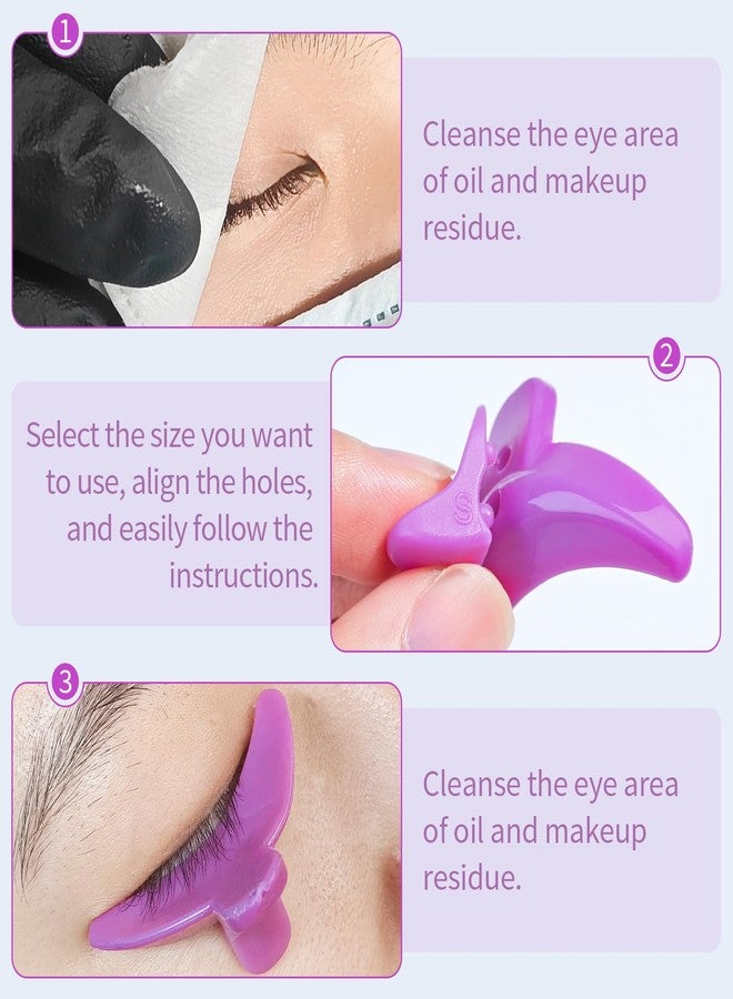 PERMANIA Lash Revise Pad, 3 Sizes Removable Eyelash Fix Shields Reusable Lash Separator Palette Plate Lash Lift Tool (Purple) - Image 2