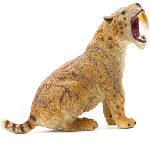 Gemini&Genius GeminiGenius Smilodon Action Figure Toy SaberToothed Tiger Wild Animal Model Toy Beautiful and Accurate Sculptures of Tiger Animal Figure Gift Collection Display Play for Kids Collectors - Image 1