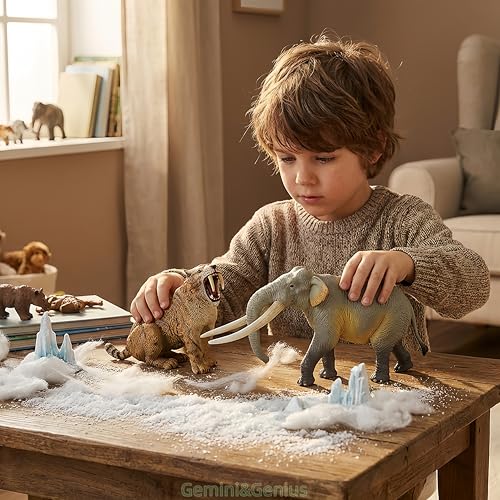 Gemini&Genius GeminiGenius Smilodon Action Figure Toy SaberToothed Tiger Wild Animal Model Toy Beautiful and Accurate Sculptures of Tiger Animal Figure Gift Collection Display Play for Kids Collectors - Image 5