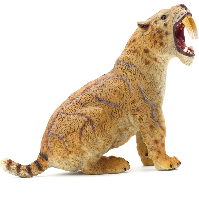 Gemini&Genius GeminiGenius Smilodon Action Figure Toy SaberToothed Tiger Wild Animal Model Toy Beautiful and Accurate Sculptures of Tiger Animal Figure Gift Collection Display Play for Kids Collectors - Image 3