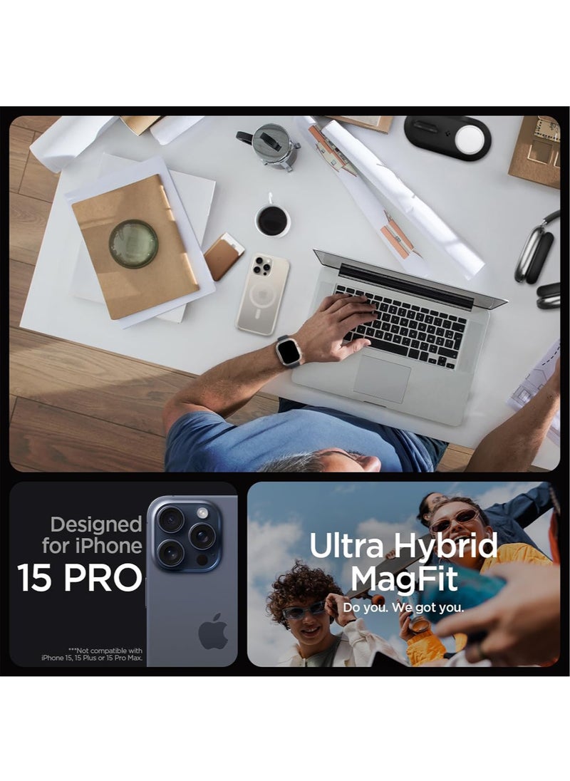 Spigen Ultra Hybrid MagFit for iPhone 15 Pro Case Cover with MagSafe - Frost Natural Titanium  - Image 2